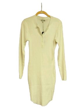Fashion Nova Cream Long Sleeve Dress